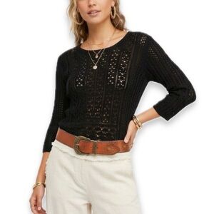 Andrea Jovine Open Knit Crochet Sweater Women’s Size Medium